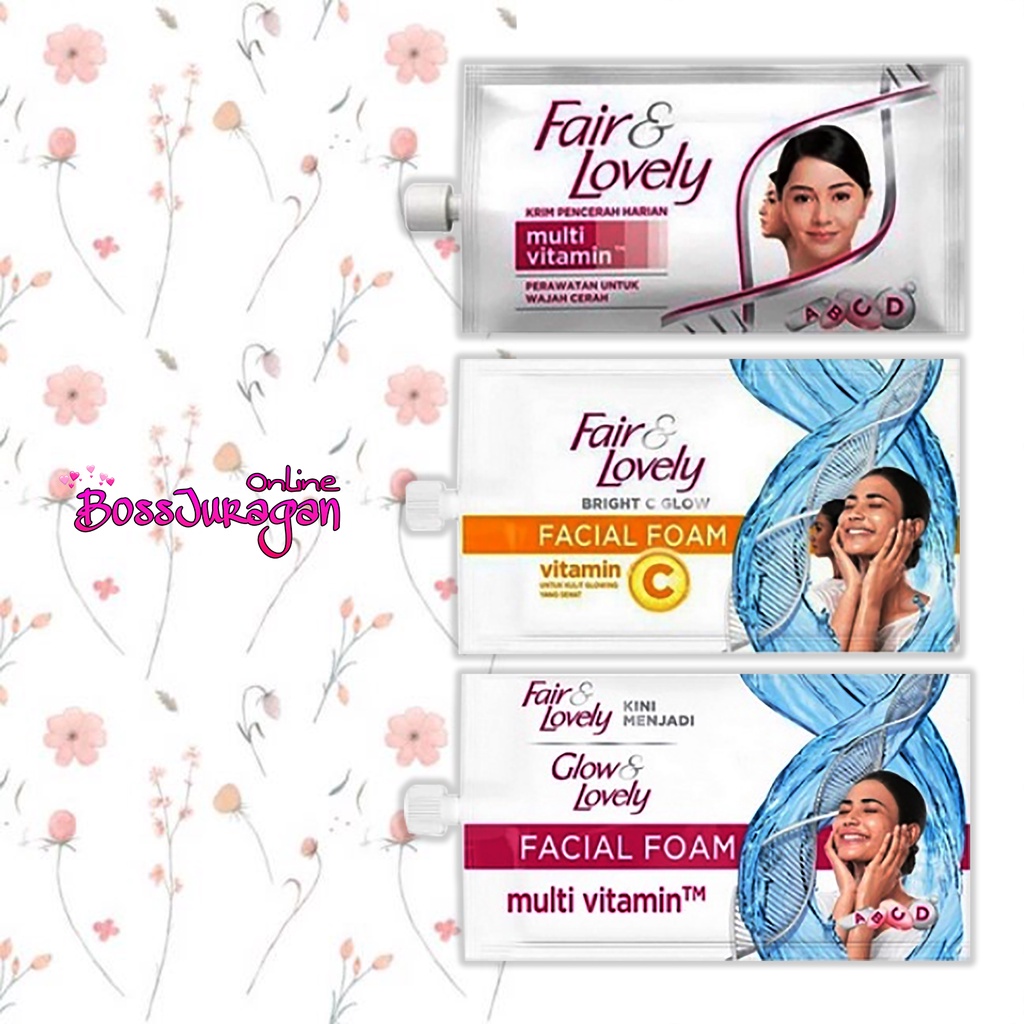 (BOSS) (sachet) Fair &amp; Lovely - Glow &amp; Lovely Brightening Facial Foam 9 gr - Multi Vitamin 7,5gr- Vitamin C