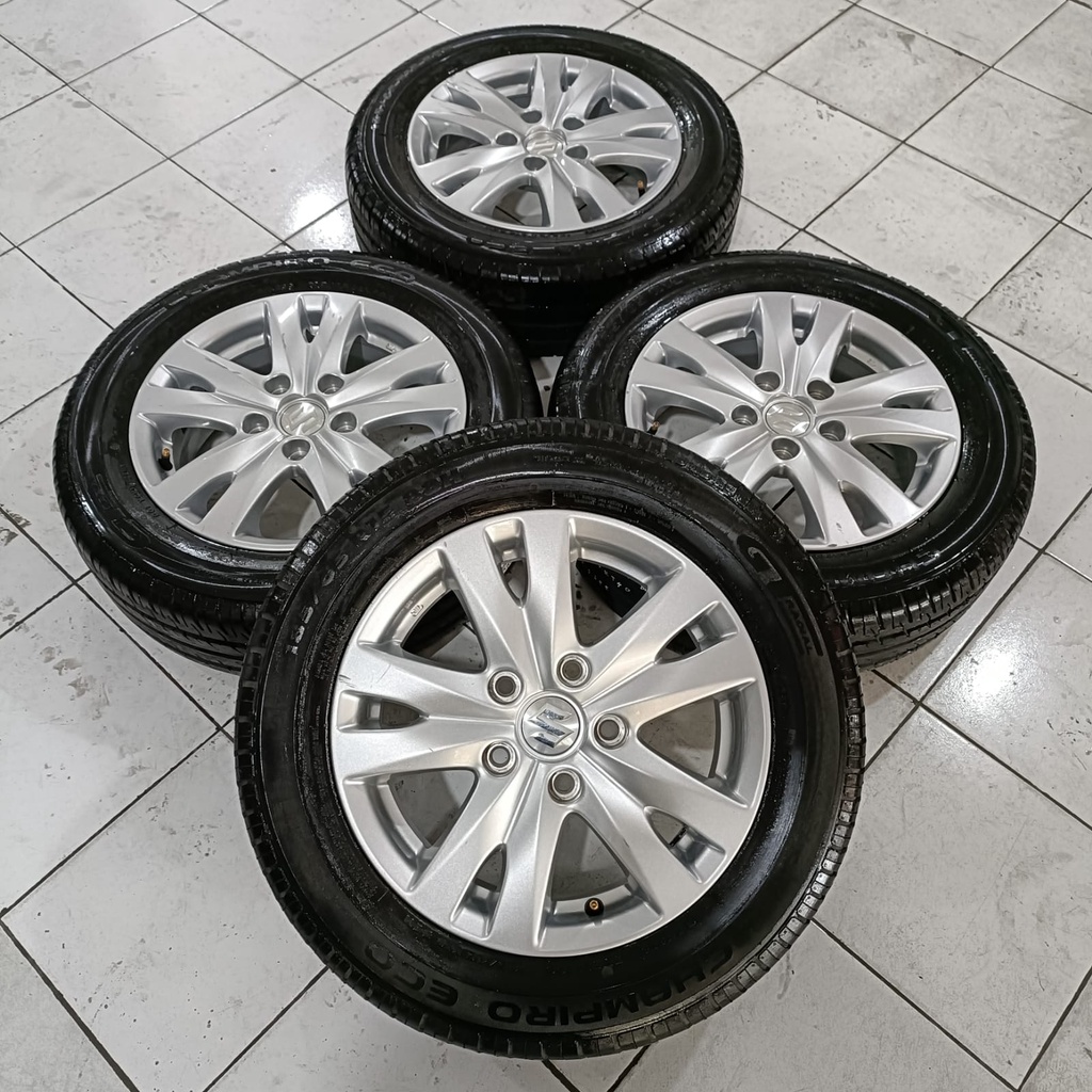 Velg Mobil Bekas Original STD ERTIGA Ring 15 Lebar 5,5 Hole 5X114,3 SILVER + BAN GT-RADIAL 185 65 R1