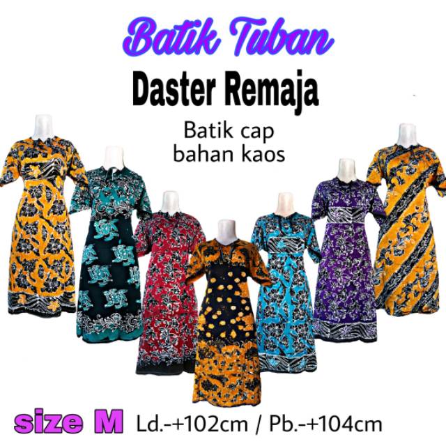 Daster dewasa lngan pendek bahan kaos motif batik Tuban