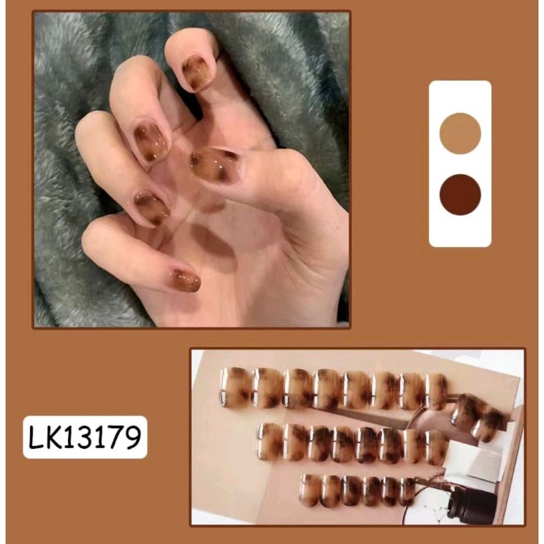 [READYSTOCK] kuku palsu estetik motif leopard, fake nails aesthetic korean style, pressed on nail, p