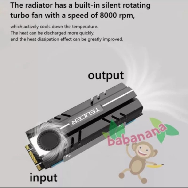 Teucer heatsink 2280 with fan ssd m.2 cooler cooling nvme m2 disk