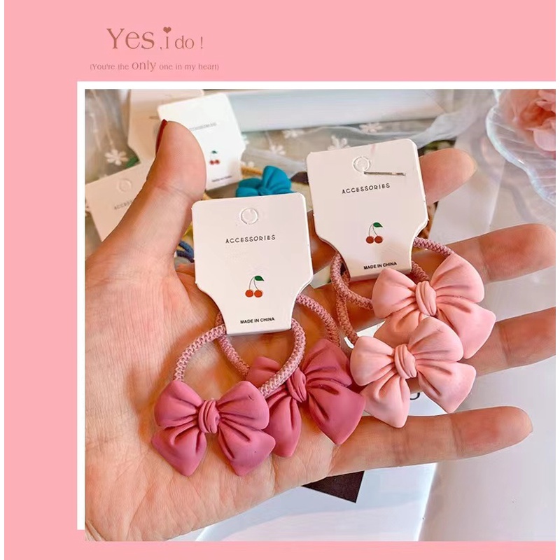 1 Set(2pcs) Ikatan Rambut Pita Busur Korean Style Untuk Anak Perempuan