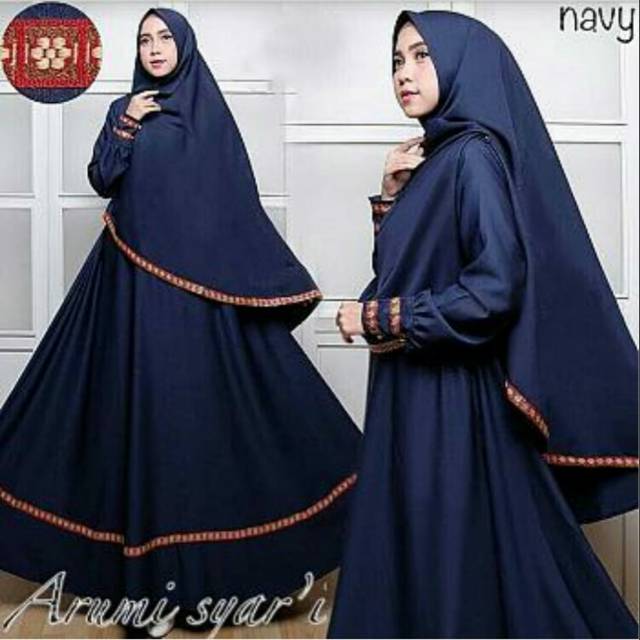 46 Arumi Syari Navy Gamis