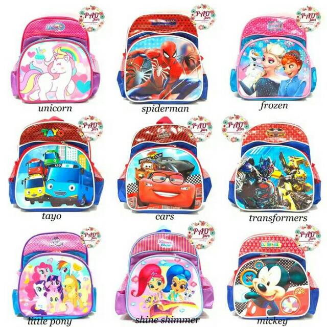 Tas sekolah anak PAUD karakter / tas sekolah frozen / tas sekolah tayo TERMURAH