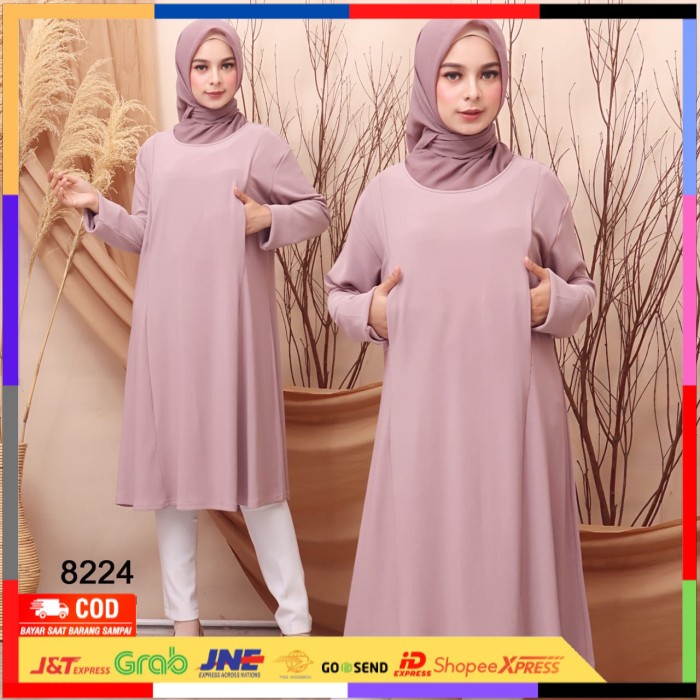 ✨ BISA COD ✨ Tunik busui / Baju wanita tunik busui / Baju muslim tunik kaos import - ungu muda