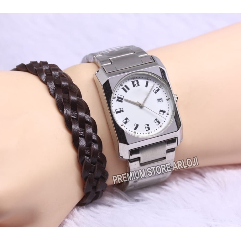 Grosiran Jam Tangan Wanita Psa Q5-485 Analog Tali Rantai Tanggal Aktif Body Segi Original Garansi 6 Bulan Free Gelang &amp; Baterai Cadangan (COD)