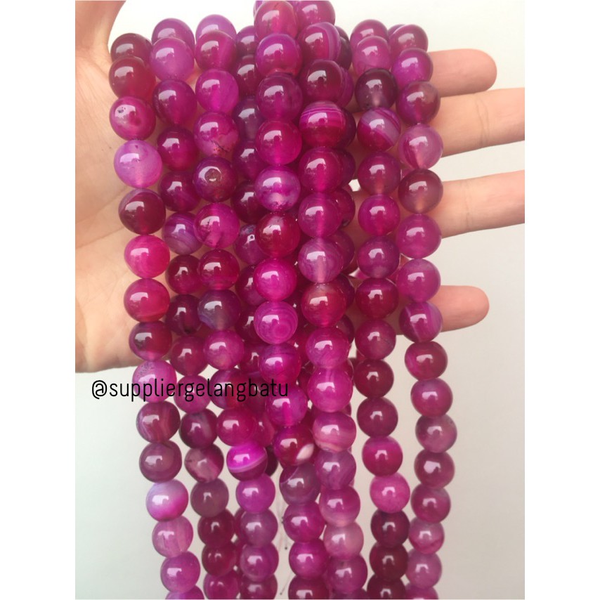 bahan batu 12mm Purple Agate glossy aksesoris korea gelang kalung batu supplier grosir model bahan