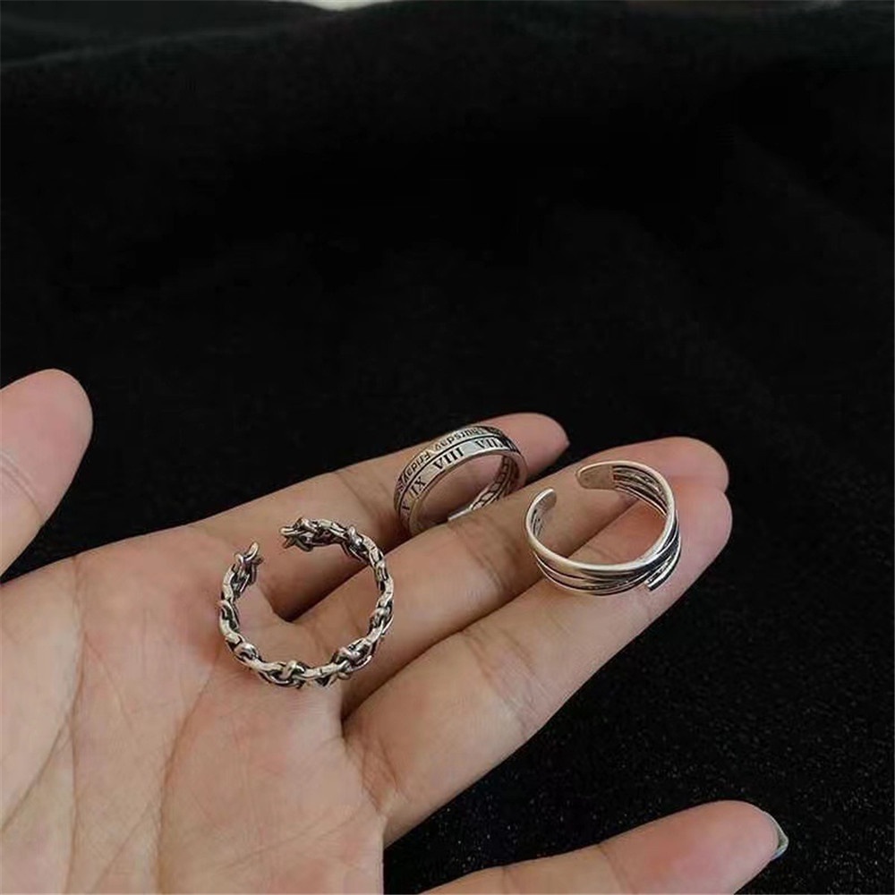 Cincin Adjustable Desain Angka Romawi Gaya Harajuku Hip Hop Punk Untuk Wanita