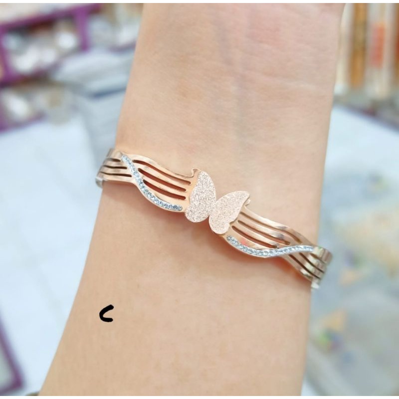 Gelang BANGKOK TITANIUM fashionable RoseGold perhiasan Anti Karat&amp;Anti Luntur elok menawan