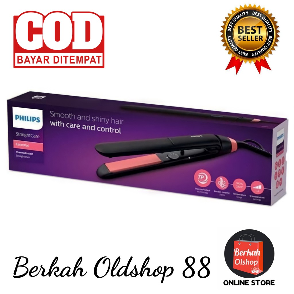 BERKAH OLDSHOP 88 - ORIGINAL PHILIPS BHS376/00 Keratin Ceramic Hair Straightener BHS376