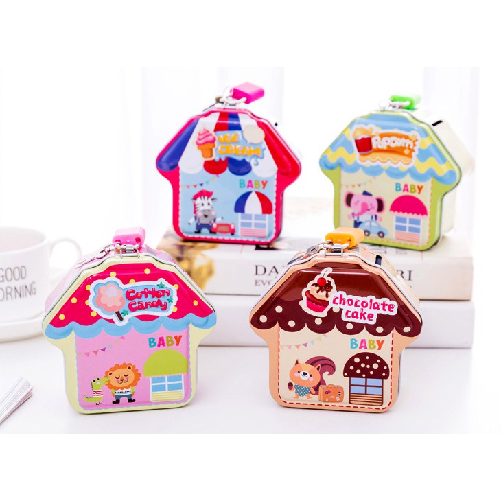 JKG kaleng celengan piggybank dengan kunci/ kotak simpan uang