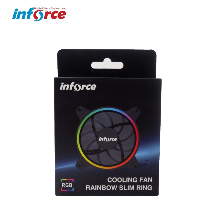 INFORCE COOLING FAN CASING 120MM 12CM RGB CPU COOLER - MULTICOLOR, FAN CASING RGB 12CM, FAN LED 12CM -  Inforce Cooling Fan RAINBOW - Inforce Cooling Fan RAINBOW SLIM RING - Inforce Cooling Fan MULTICOLOR