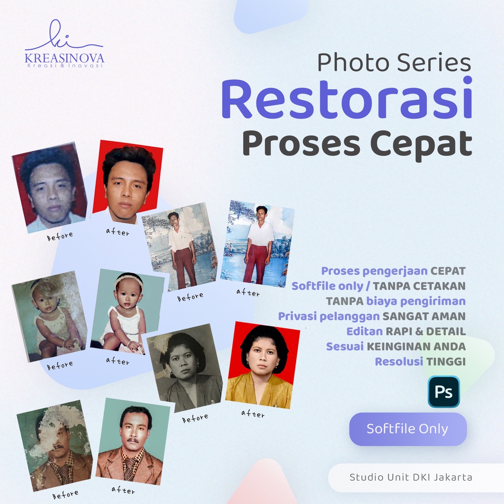 Edit foto rusak / restorasi foto jadul / foto blur