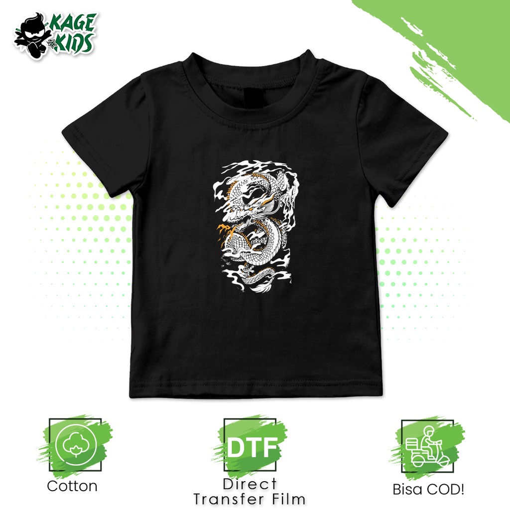 Kaos Distro Anak NAGA PUTIH Laki Laki dan Perempuan / Umur 1-10 Tahun / Custom Request / Terlaris / 