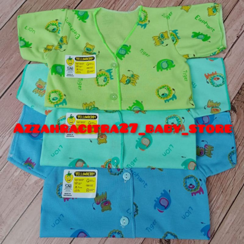 PRODUK TERBARU!!!YellowBerry 3PC Baju Bayi Lengan Pendek Full Print Warna Usia Newborn Lembut dan SNI