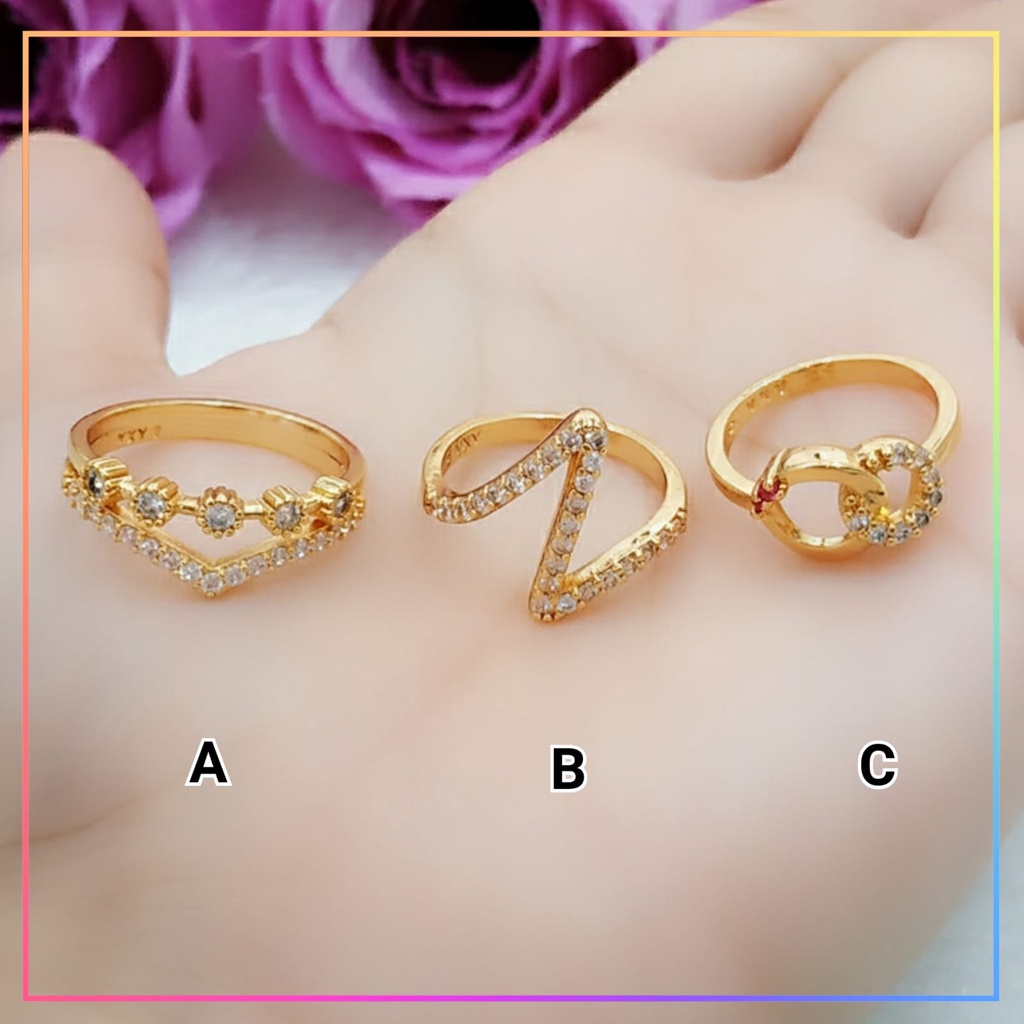 Cincin xuping cincin dewasa terbaru Zig zag perhiasan wanita cincin lapis emas gold A196