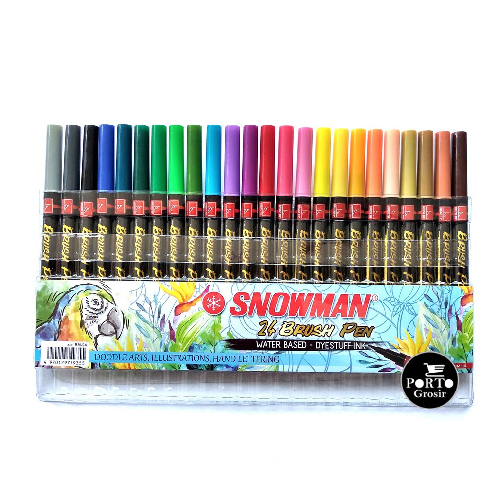 

Snowman Brushpen Brush Pen Kuas Set 24 warna BM-24 Lettering Doodle