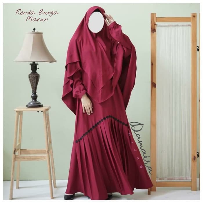 Set syari renda bunga damaira hijab