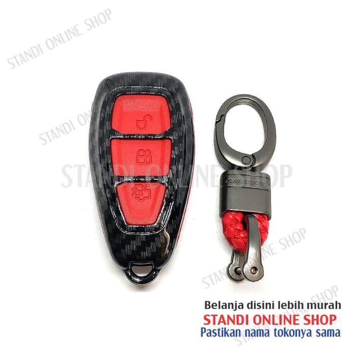 Cover Smartkey Sarung Kunci Ford Ecosport Focus Carbon Merah