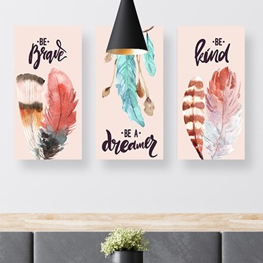 BOHO12-Wall art Hiasan Dinding Wall Decor Dekorasi Dinding Bulu Kamar Feather Poster dinding boho