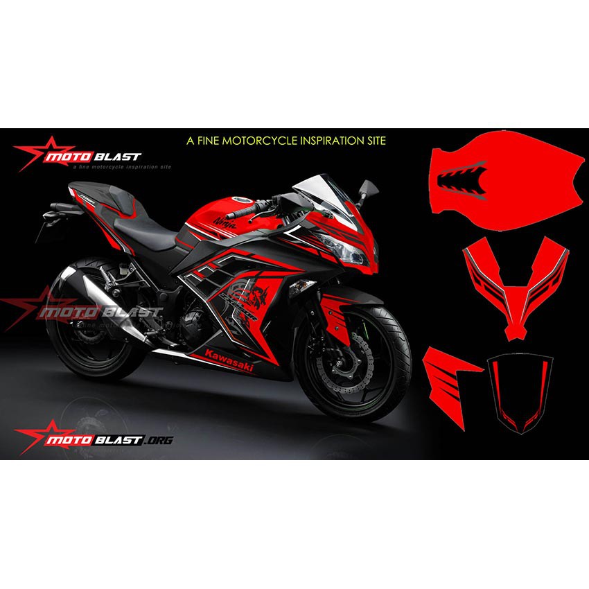 Decal Stiker Ninja 250r Fi Red Kanji Dragon V1 Shopee Indonesia