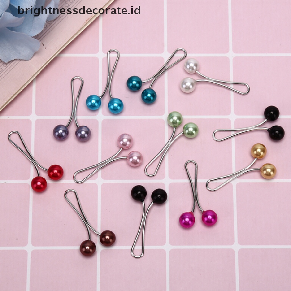 12 Pcs Bros Pin Aksen Mutiara Untuk Syal Hijab Wanita Muslim