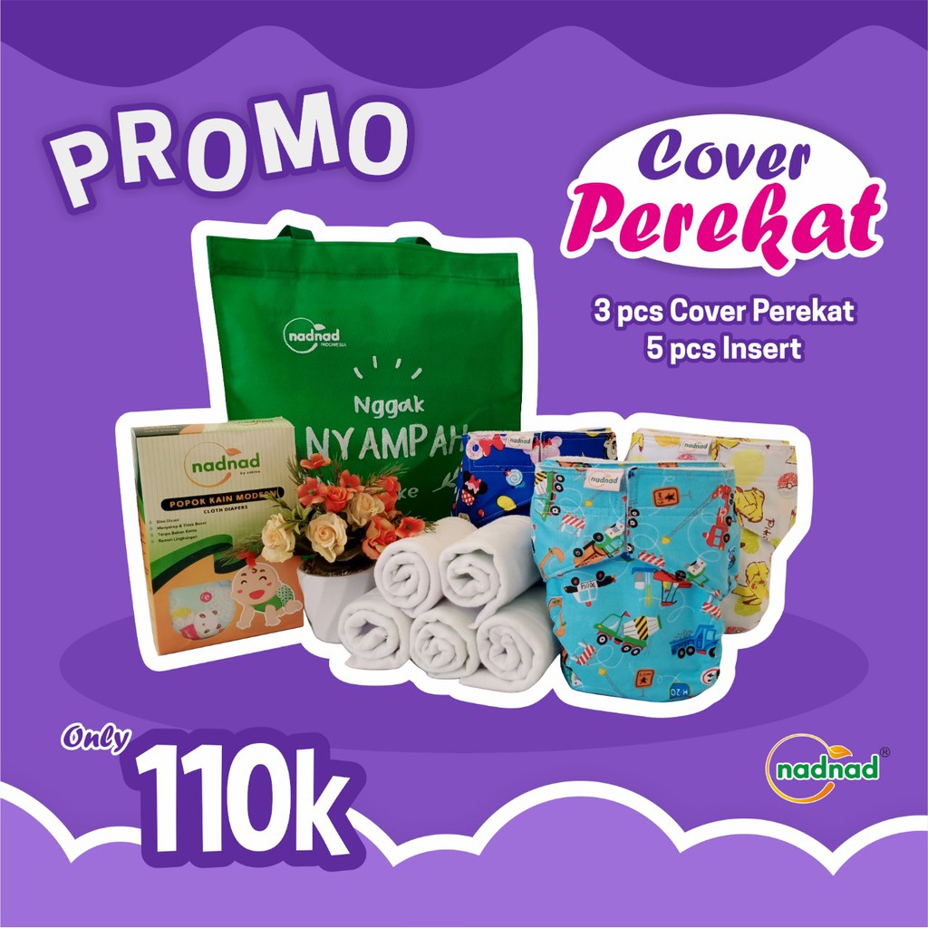 [FREE TAS] Paket Promo Clodi NadNad by Sakina Cover New born