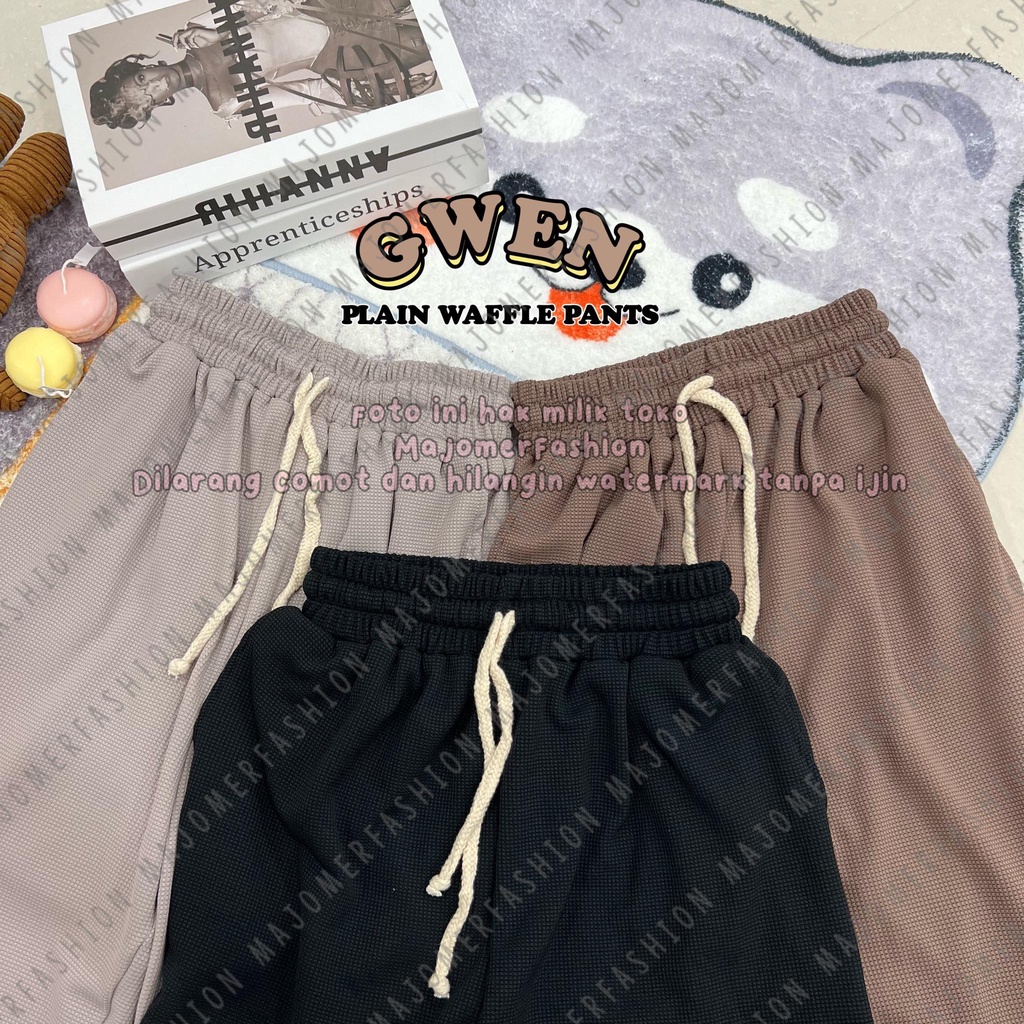 MAJOMER ® | GWEN PLAIN WAFFLE PANTS - CELANA KULOT WAFFLE