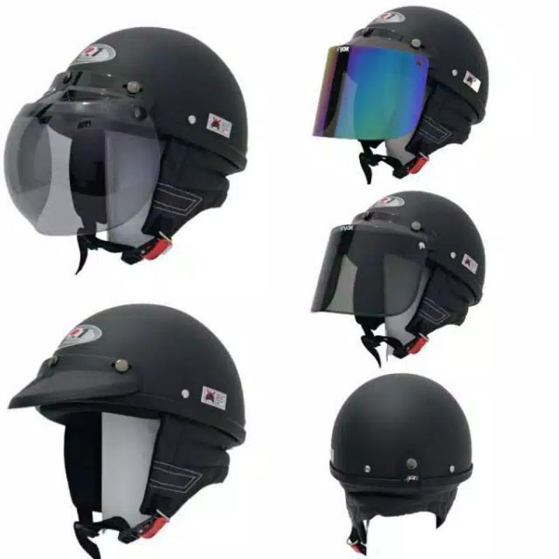 Helm Chip Jpn Original Hitam Doff Plus Kaca