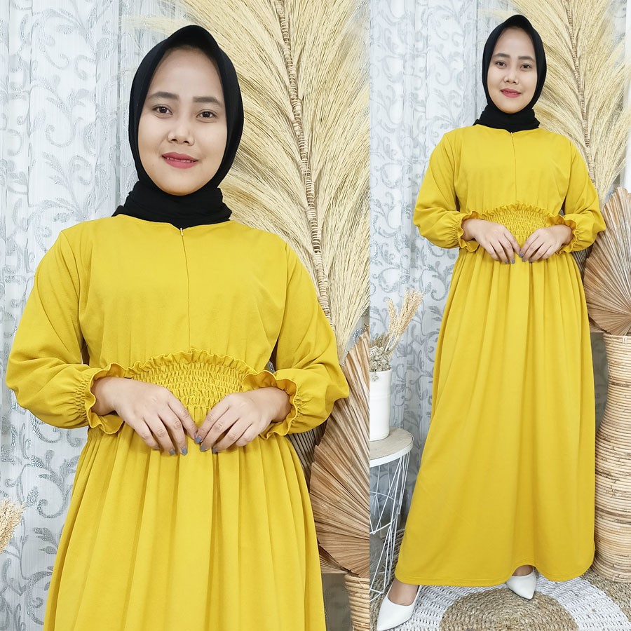 GAMIS RAYA LEIA PINGGANG KARET MAXY DRESS BUSUI WANITA GL FASHION