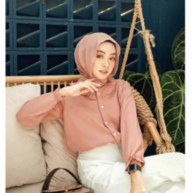 Blouse Lengan panjang Valery Top Baju Wanita - salem