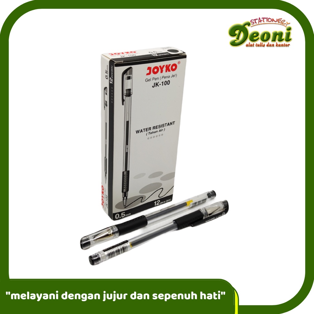 

JOYKO JK-100 Gel Pen / Pulpen / Pena Joyko / 0.5 mm - Hitam ( 1 BOX, 12 PCS)