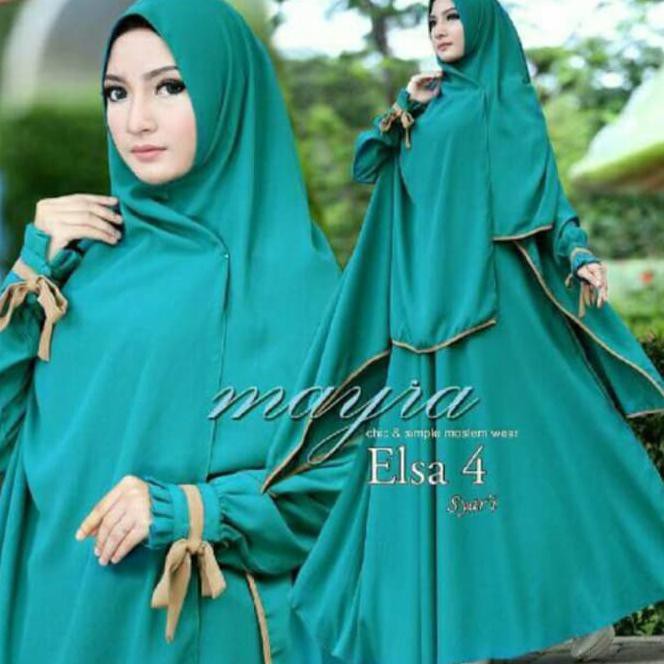 D712 Gamis Polos Jersey Hopylovy / Gamis Polos Jersey Syari Set Elsa Mayra - Hitam Pyni