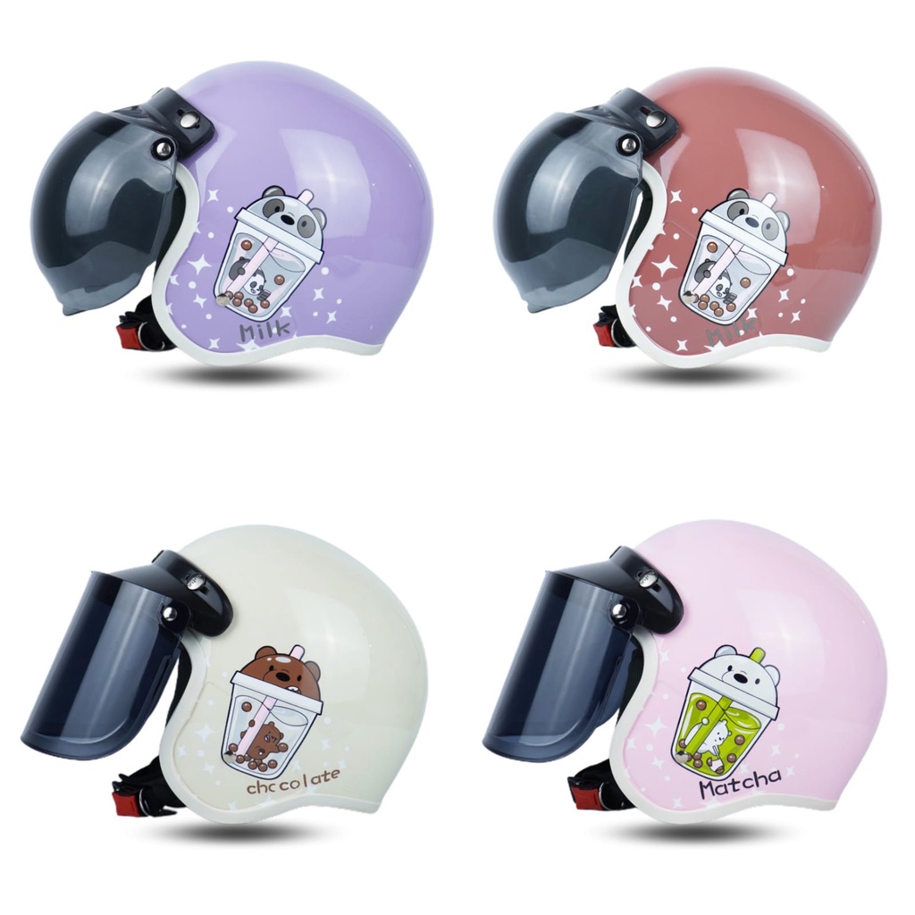 Helm Bogo Bubble Series Wanita Pria Retro SNI