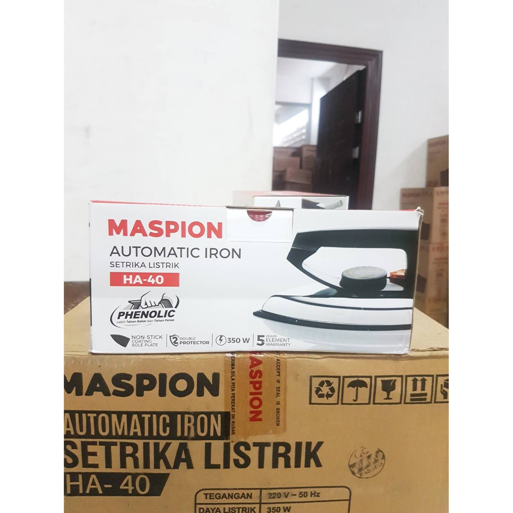 Setrika Listrik Anti Lengket Maspion HA-40 350W Automatic Iron 350W