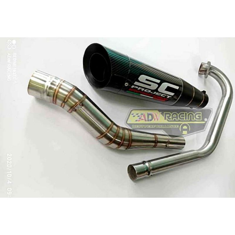 Knalpot SC Project S1 Hitam Carbon Fullsystem xabre-byson-gsxr150 dll