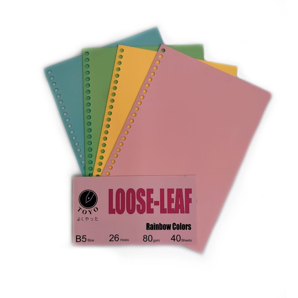 LOOSE LEAF KERTAS ISI BINDER B5 26 RING 80 GSM POLOS WARNA PASTEL RAINBOW 40 LBR TOYO