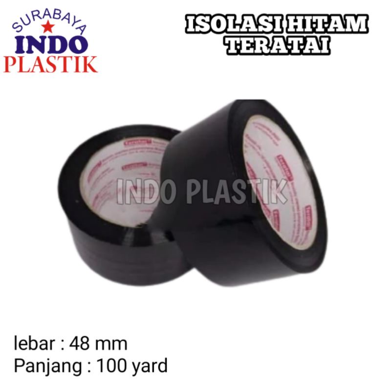 

ISOLASI HITAM TERATAI LAKBAN SELOTIP SOLASI OPP PLASTIK WARNA HITAM