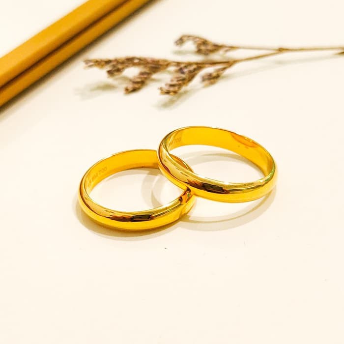 Promo Cincin polos nikah couple elegant emas asli Elegan