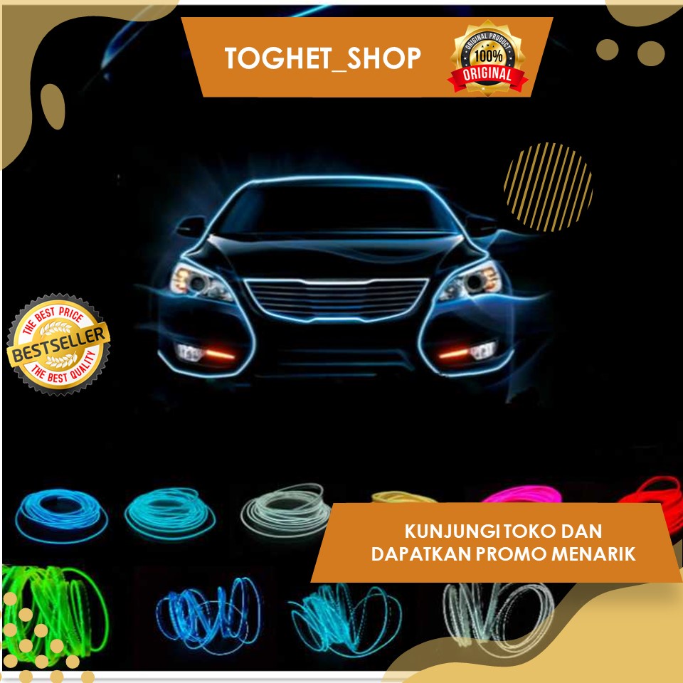 Lampu Interior Mobil LED Neon 3 Meter + 12V Inverter Lampu Neon LED Interior Mobil Panjang 3 Meter