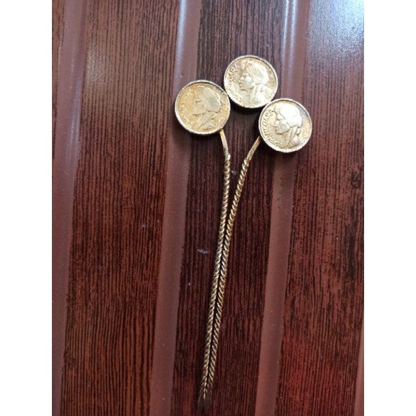Tusuk Konde Jadul dari logam 50 Cent Dipanegara tahun 1952-1957 T:13cm