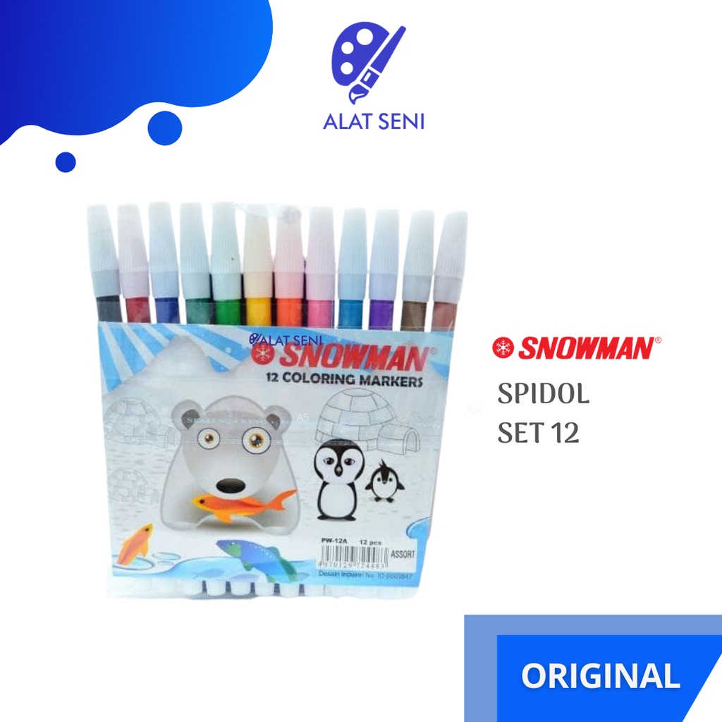 

Spidol Snowman set 12 Colour/warna Marker - Snowman Markers Set 12 -Paling Laris -Termurah