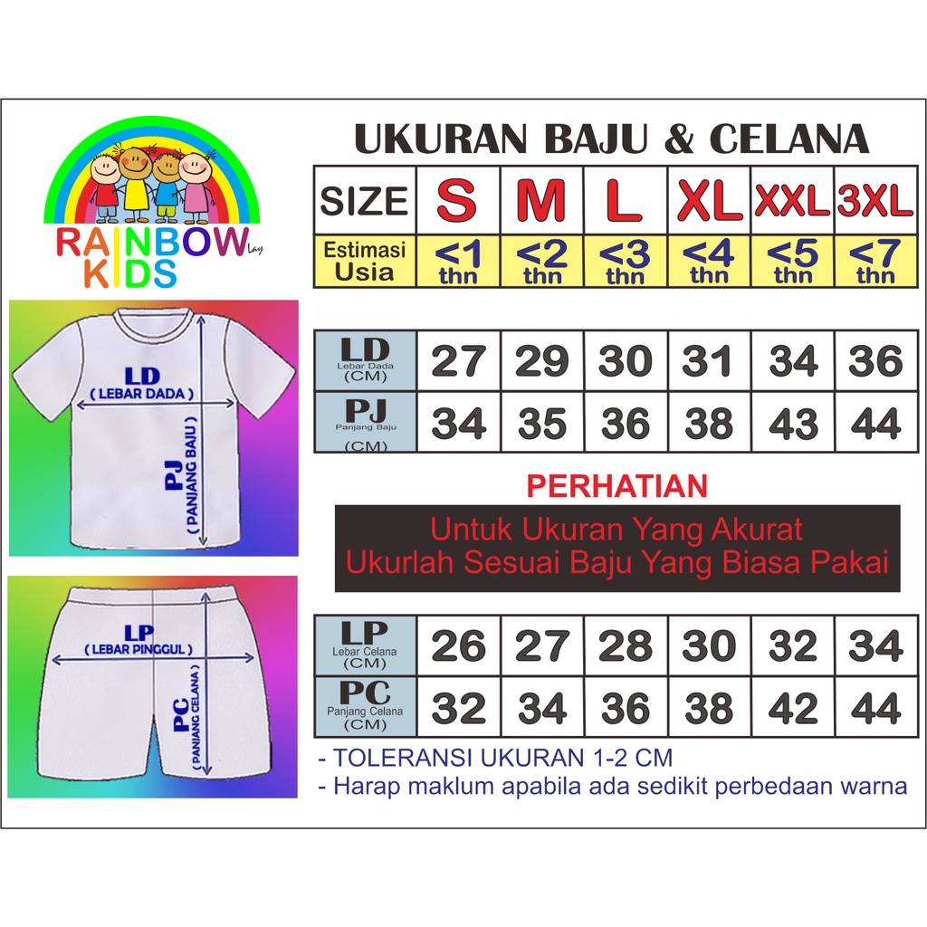 RAINBOW SETELAN PENDEK / SET BAJU ANAK UNISEX COWOK/CEWEK USIA 1- 7 TAHUN WILD &amp; FREE PDK