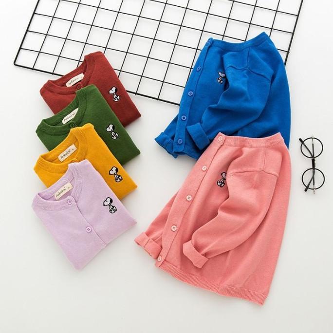 Cardigan anak unisex snoopy (Peach)