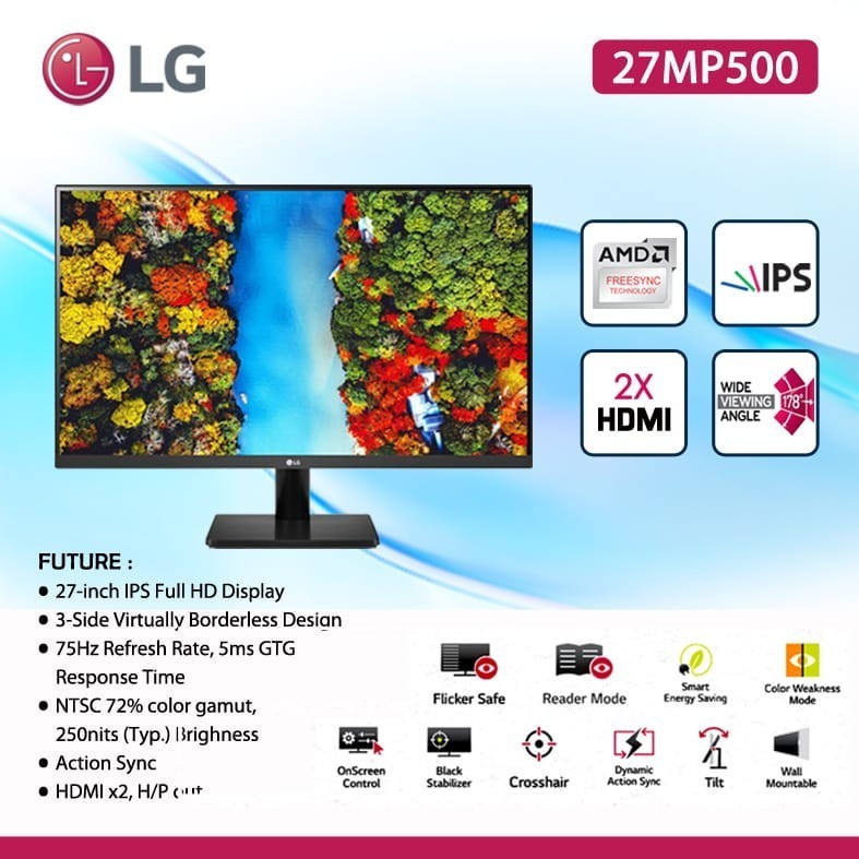 LG Monitor 27MP500 Full-HD HDMI IPS FreeSync 27MP500-B