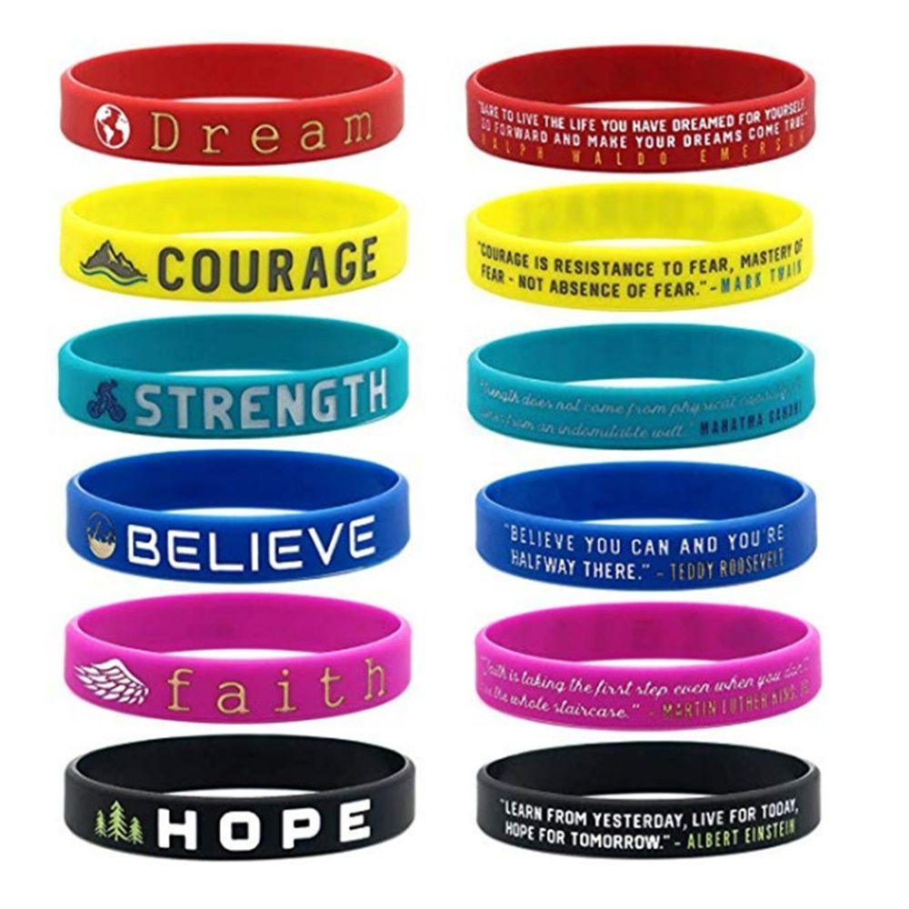 Solighter Motivational Silicone Wristbands Faith Believe Courage Gelang Inspirasi