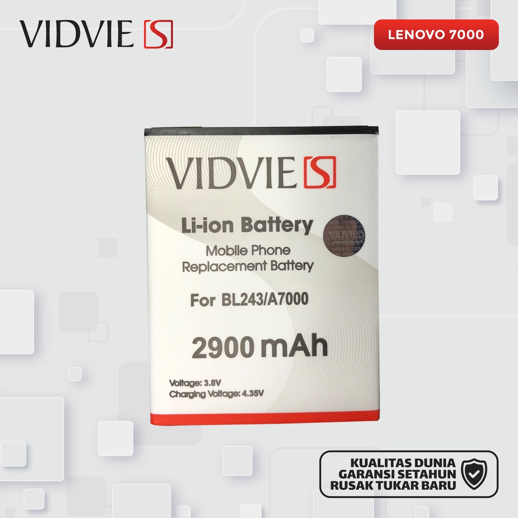 BATTERY BATRE BATERI VIDVIE-S LENOVO A7000 / BL243