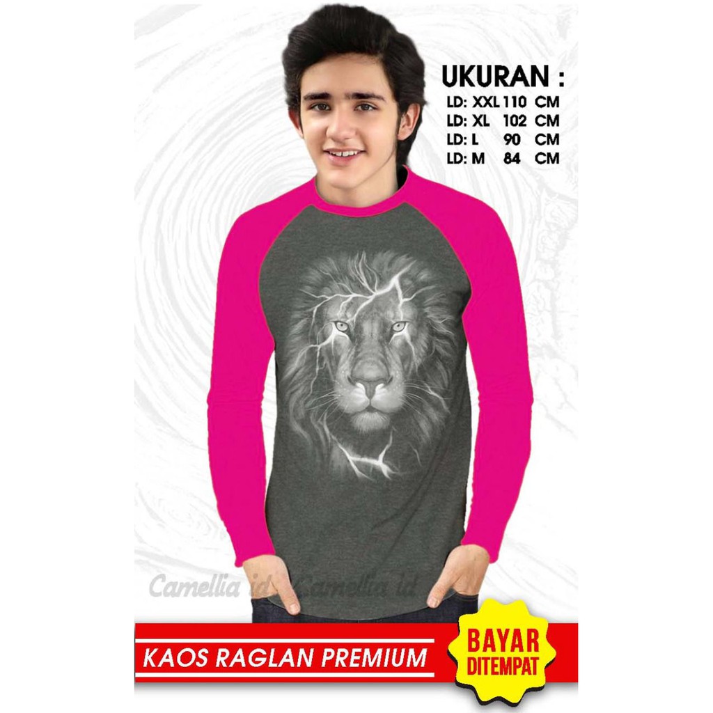 Kaos Raglan (SINGA)/Kaos Pria Lengan Panjang/ Kaos Pria/ Kaos Cowok/ Kaos Oblong/Misty/Ob