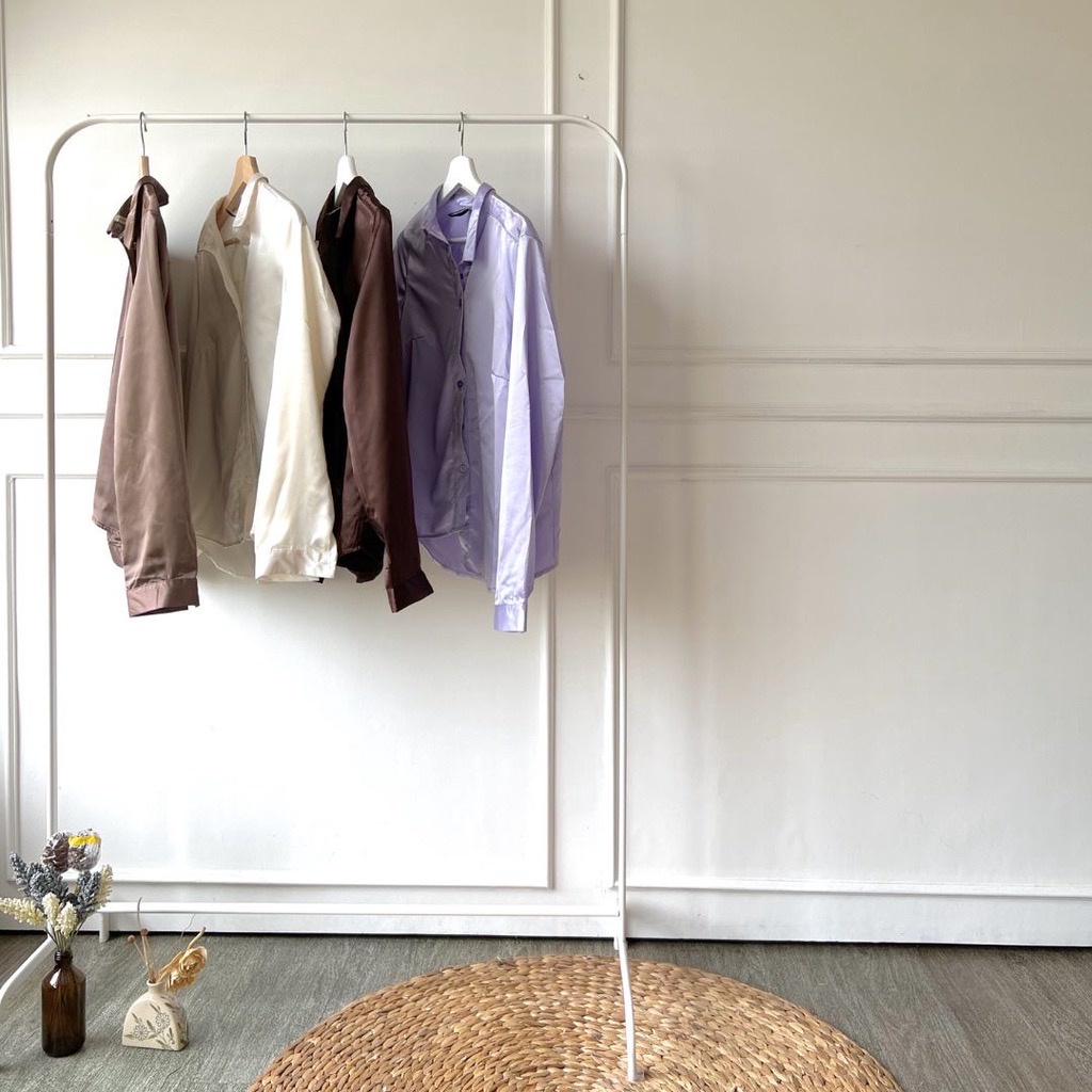 ￼HM Satin Longsleeve Shirt - Kemeja Atasan Wanita Lengan Panjang - Kemeja H&M Satin Original