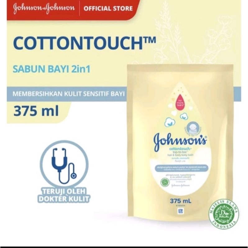 johnsons cottontouch hair &amp; body baby bath 375 ml refill